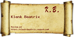 Klenk Beatrix névjegykártya